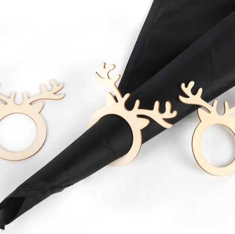 New 10 Piece Wooden Deer Napkin Holder